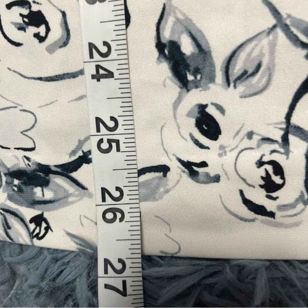 Karl Lagerfeld Liquid Knit Black And White Floral Slinky Top Size XL - Picture 3 of 5